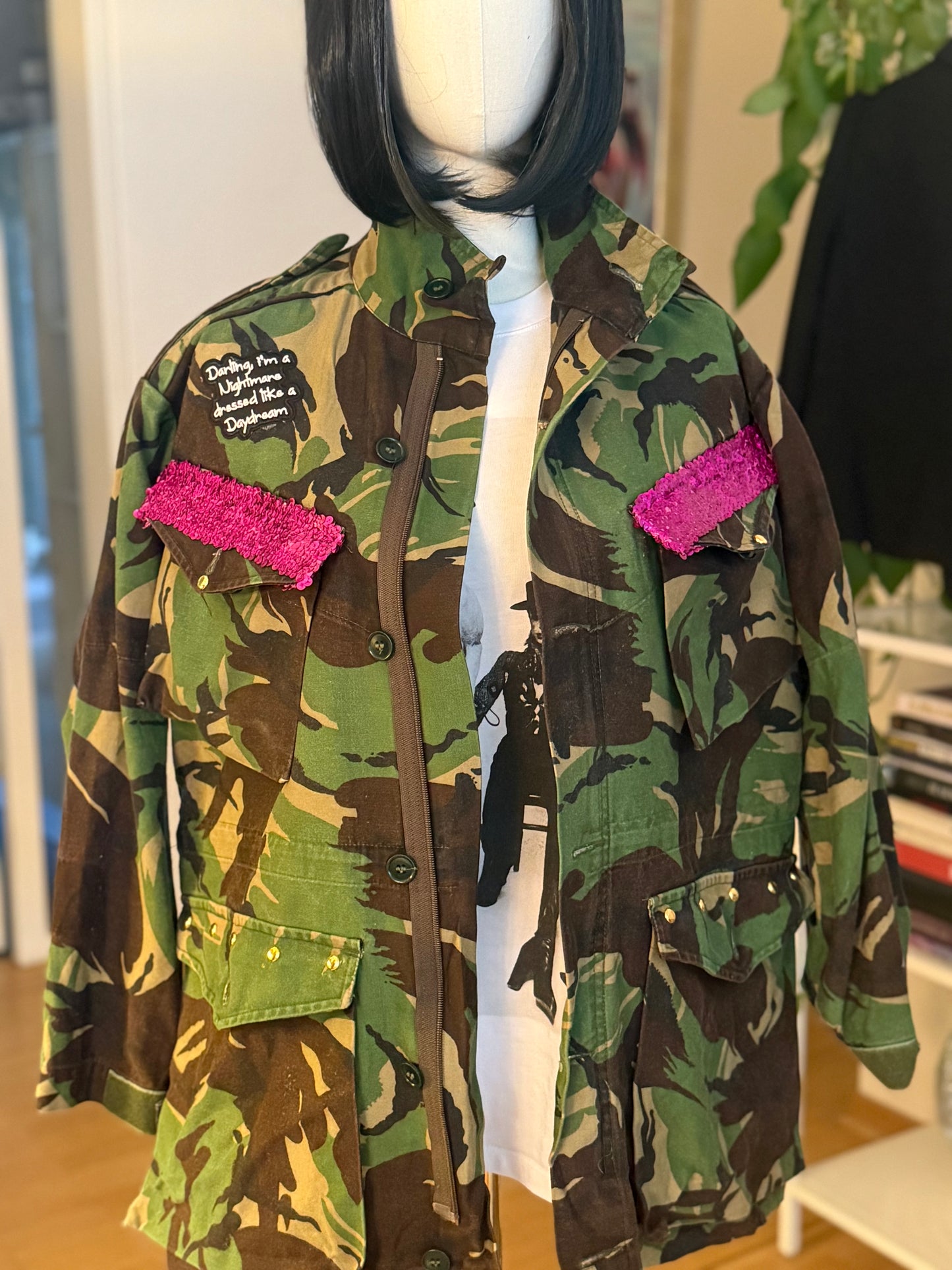 Vintage upcycled Parka-Windbreaker mit Smokband