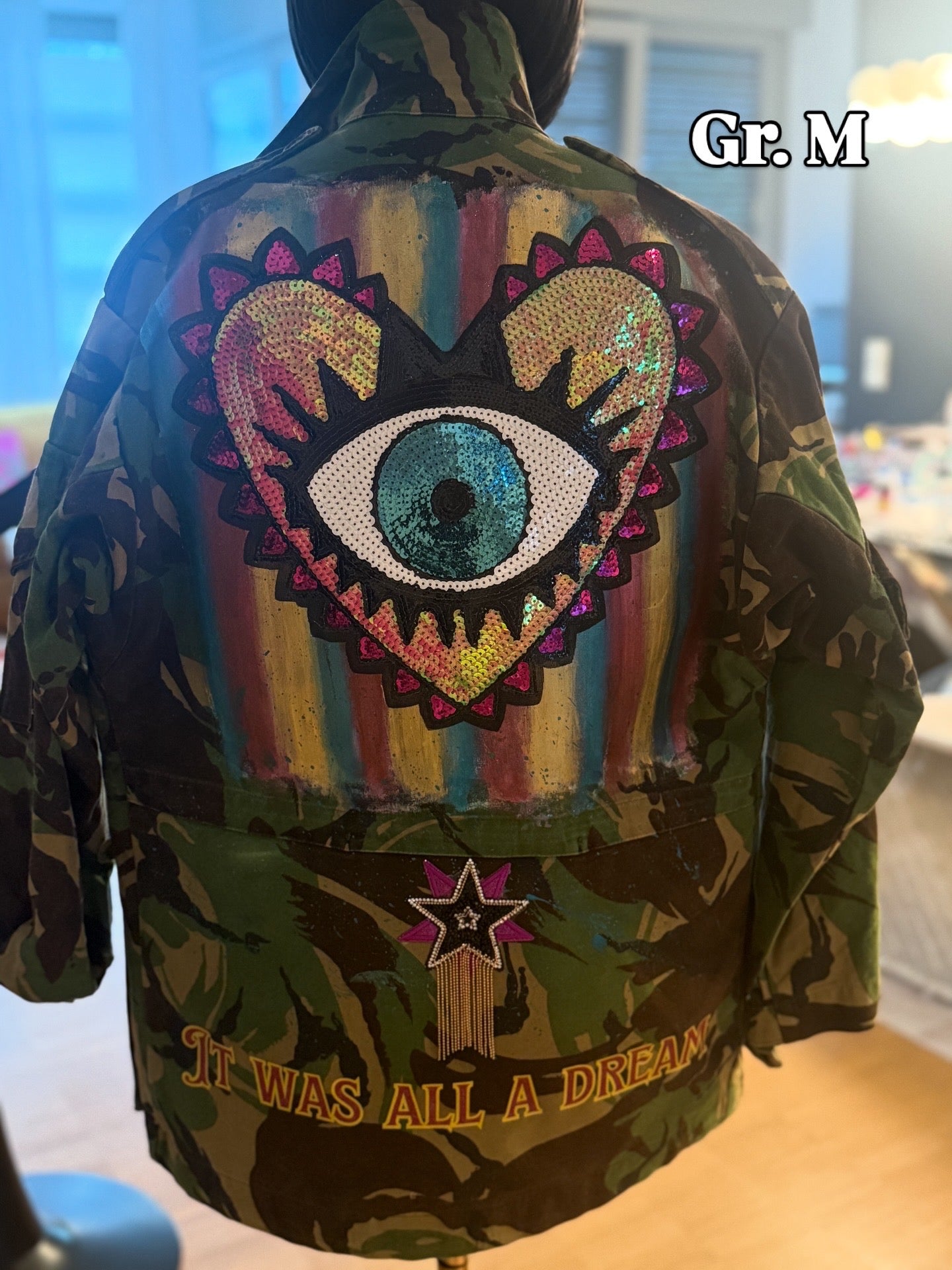 Vintage upcycled Parka-Windbreaker mit Smokband