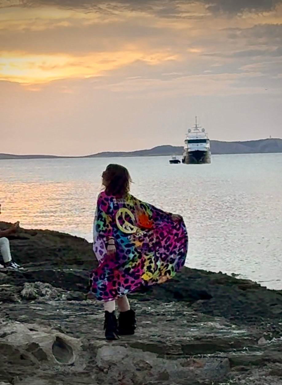 SUMMER SALE: Hippie Kimono mit buntem Leo-Muster