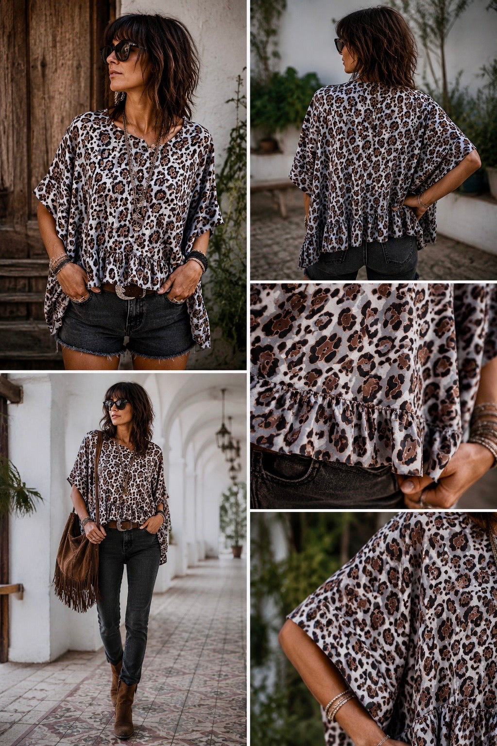 Oversize-Bluse mit Volant