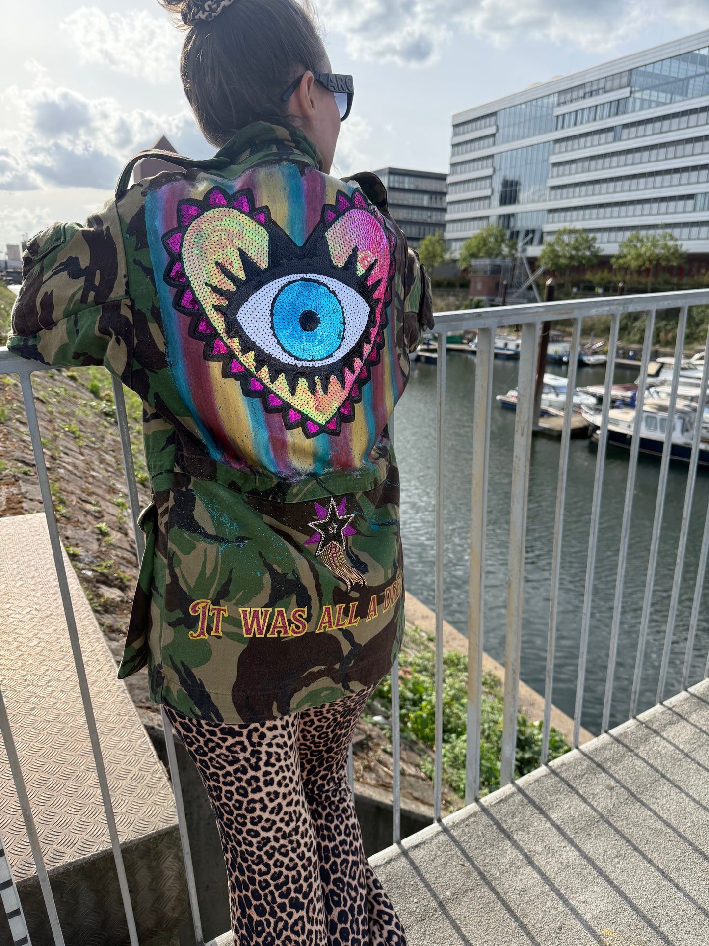 Vintage upcycled Parka-Windbreaker mit Smokband