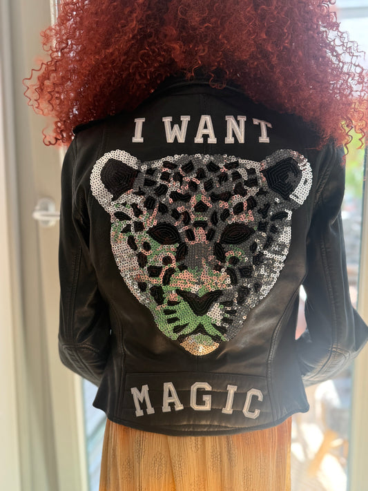 Vintage Biker-Jacke „I Want Magic“