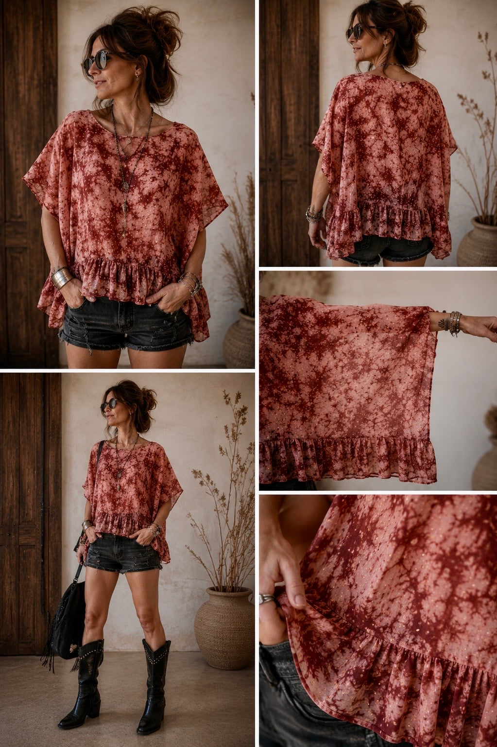 Oversize-Bluse mit Volant