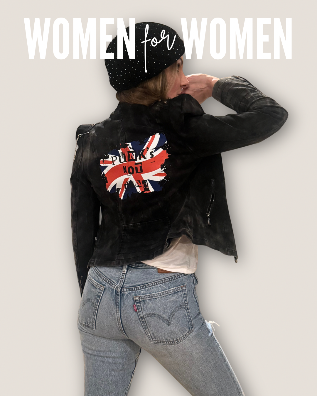 Vintage Acid Washed Biker-Jacke – Unikat im Punk Style 🇬🇧🧷