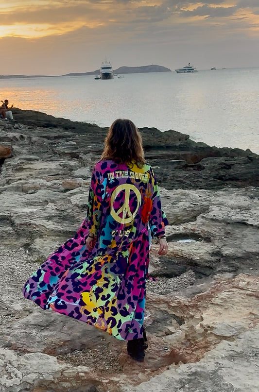 SUMMER SALE: Hippie Kimono mit buntem Leo-Muster