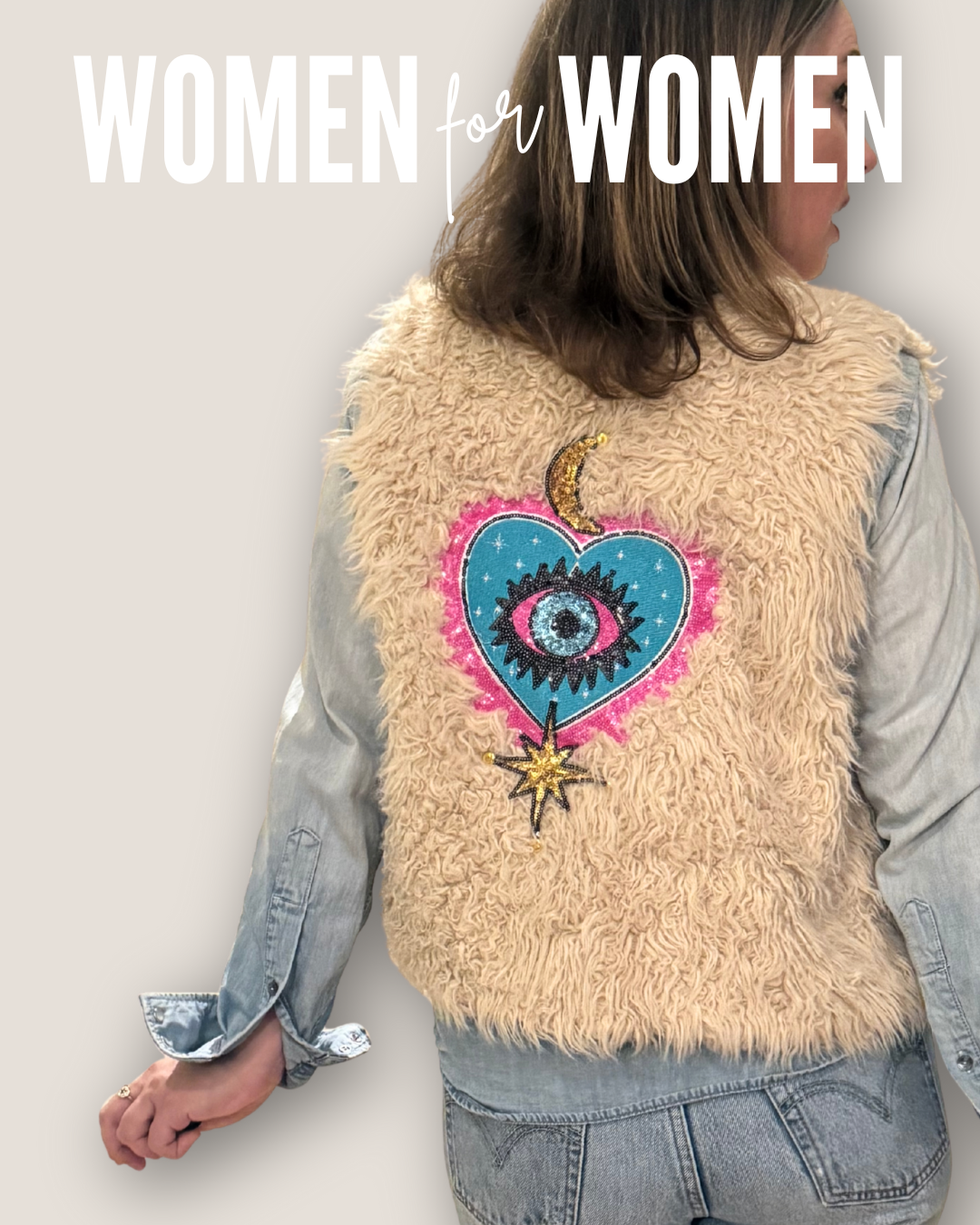 Vintage Kunstweste in Beige – Boho Magic 🌜🧿🌟